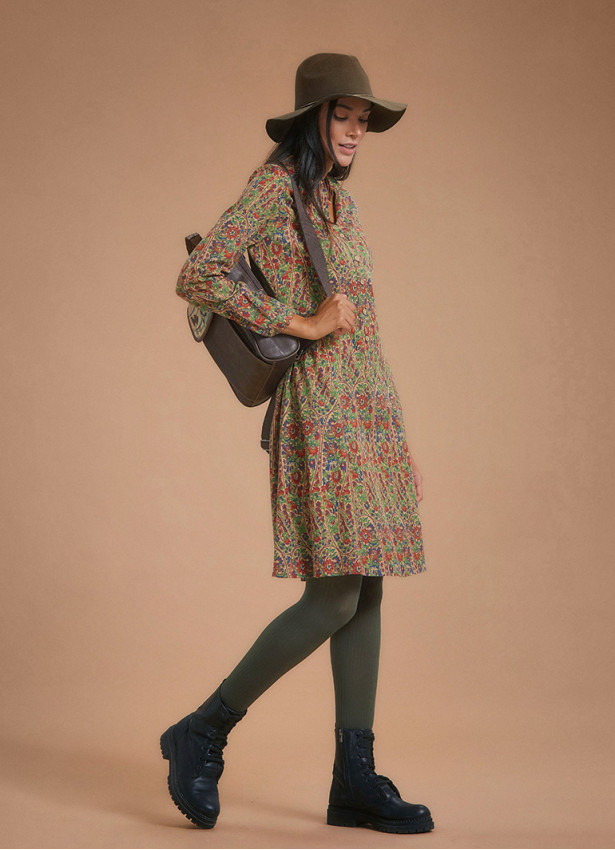 Ethnic Printed Long Sleeve Shirt Dress